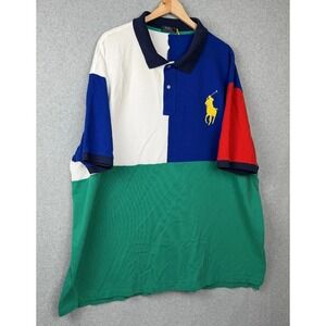 Polo Ralph Lauren Big Pony Colorblock Polo Shirt 5XB 5XLT Blue Green
